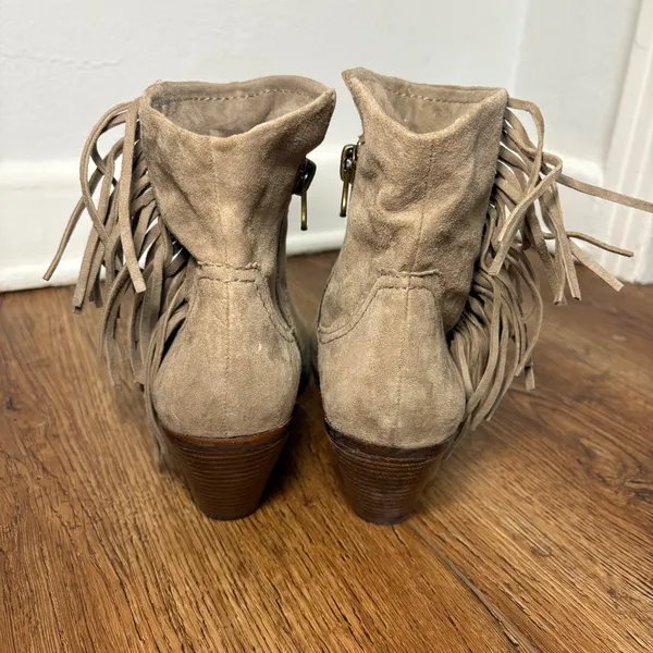 Sam Edelman Louie Tan Suede Fringe Ankle Boots Womens 10 M Western Festival Boho - Image 2