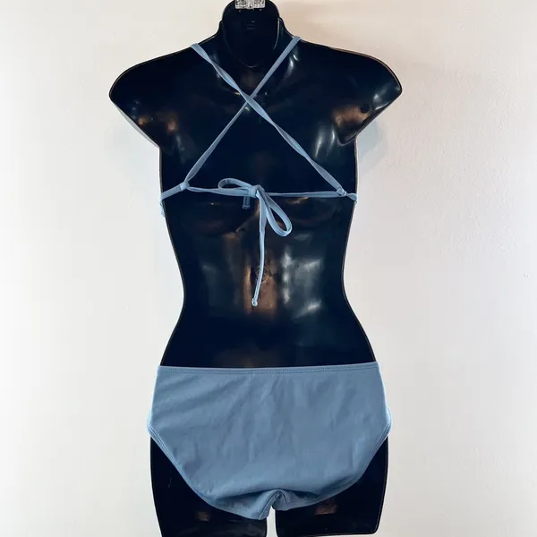 Shade & Shore Triangle Top and Mid Rise Bottom Bikini Matching Set Blue XS / S - Image 2