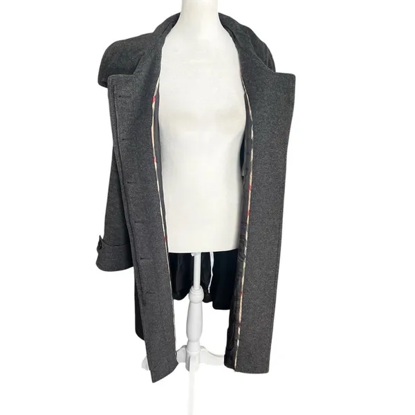 Burberry London Wool Cashmere Coat Gray Long Wrap Collar Back Belt UK 6 US 4 - Image 8