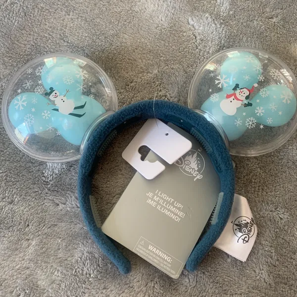 Disney Parks Snow Much Fun Light Up Blue Mickey Mouse Balloons Ears Headband New - Image 3