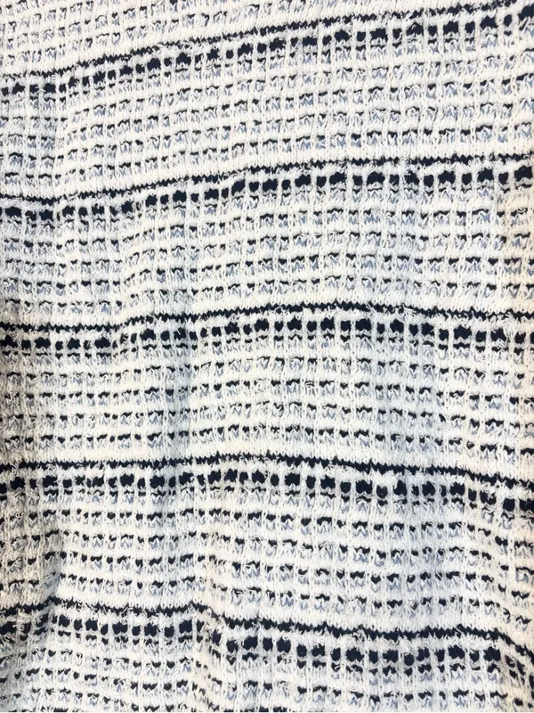 NWT Loft Blue White Stripe Tweed Textured Open Ribbed Cardigan Size S - Image 5