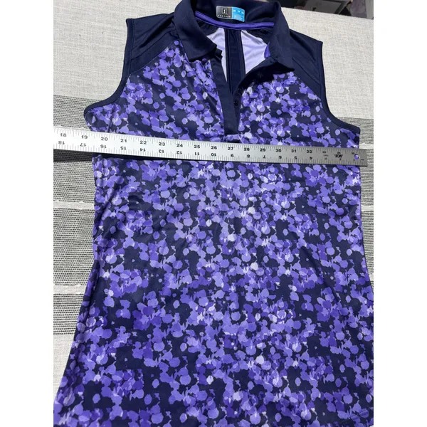 PGA Tour Womens XS Sleeveless Golf Polo Purple Floral Athletic Shirt - Image 3