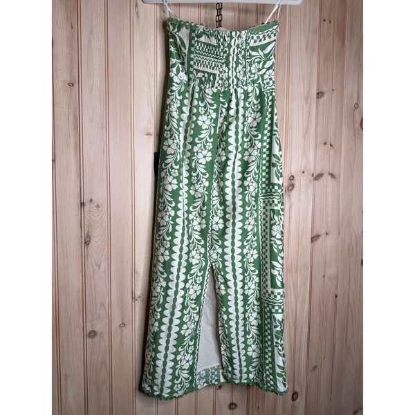 NWT Lulus Brigita Green Floral Strapless Column Midi Dress Resort Cruise Size XS - Image 5
