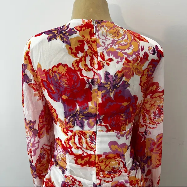 New Runaway The Label Acadia Dress Sz S / 4 Floral Ruched Long Sleeves Mini NWT - Image 7