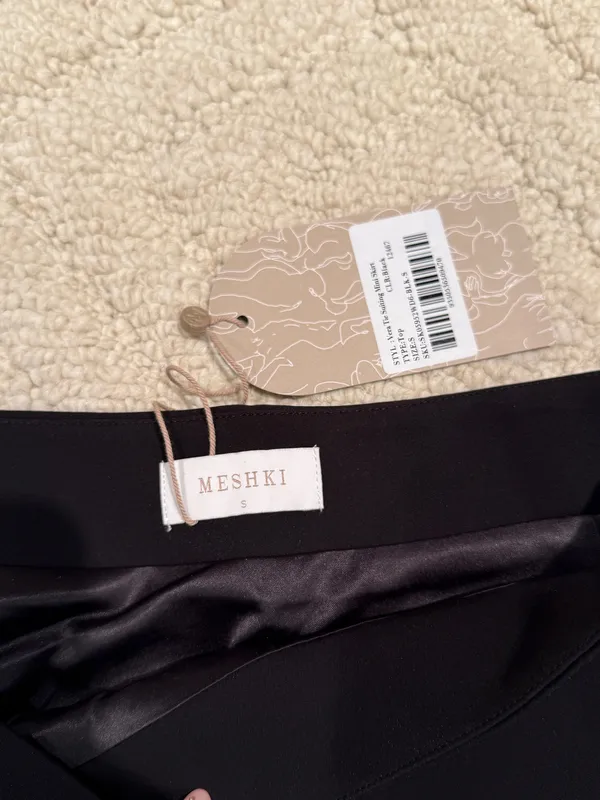 MESHKI Yvette Tie Suiting Mini Skirt Black Size S NWT - Image 4