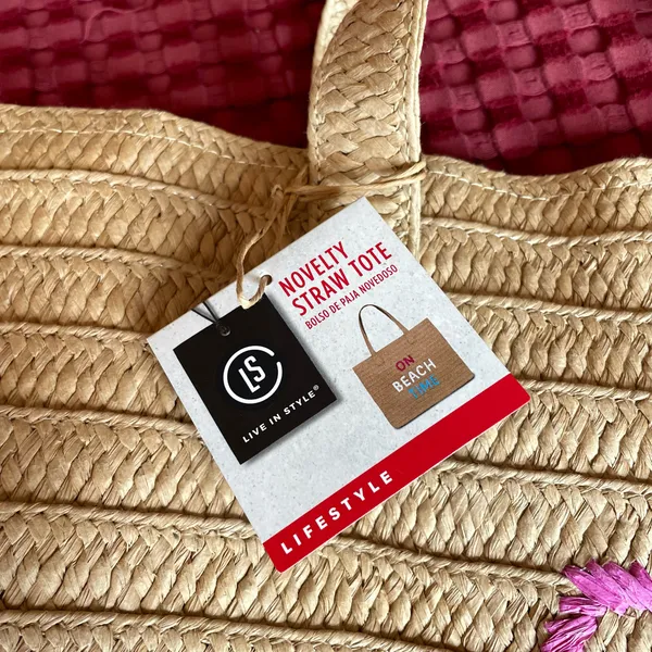 LS Live In Style On Beach Time Straw Tote Bag NWT Tan - Image 3