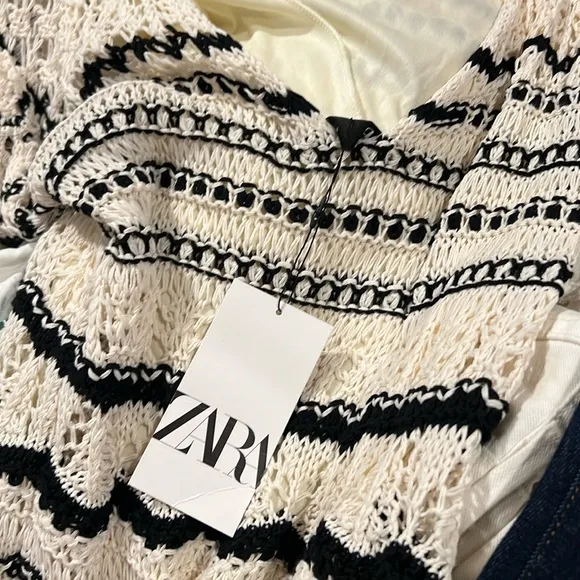 NWT Zara new with tags knit sweater dress striped‎ romantic cottage core women’s - Image 4
