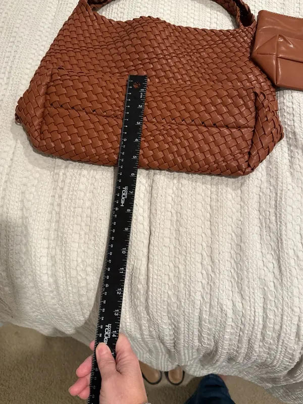 Vegan Leather Hand-Woven Tote Handbag - Image 5