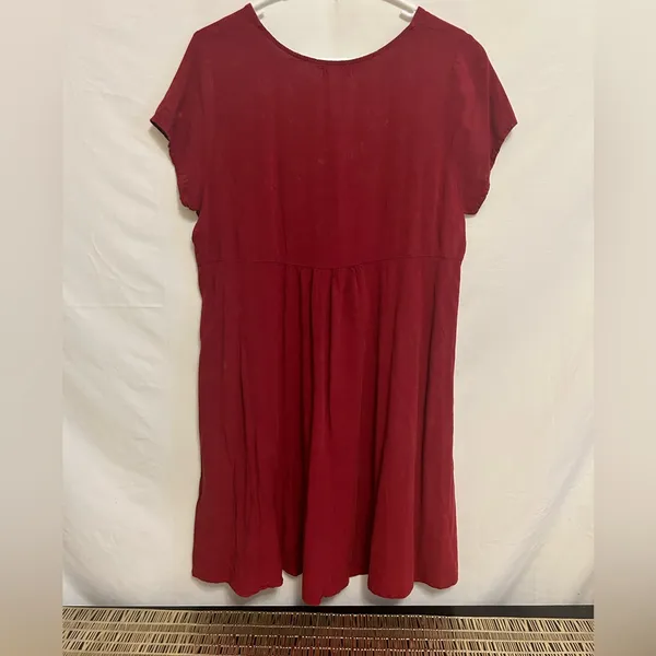 Altar’d State Sun Dyed Distressed Red‎ Babydoll Mini Dress Size Large - Image 5