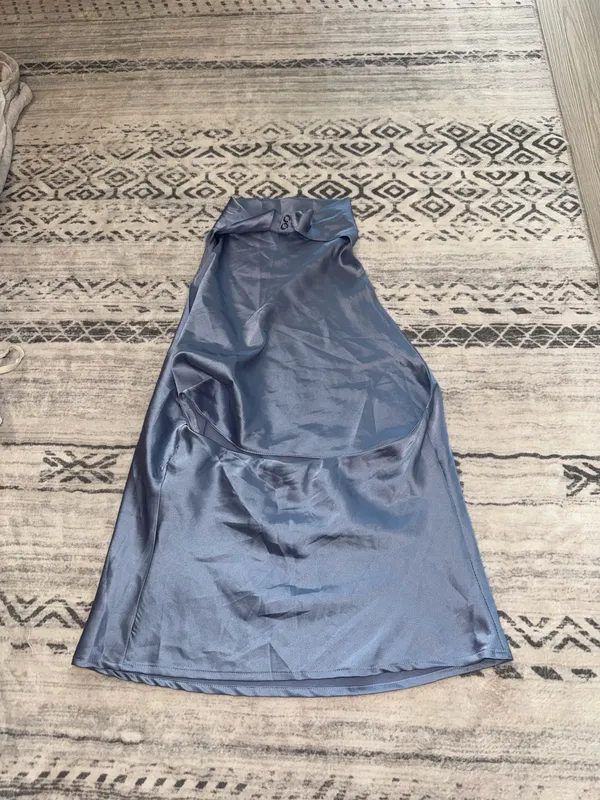 Blue Satin Halter neck open back top - Image 2
