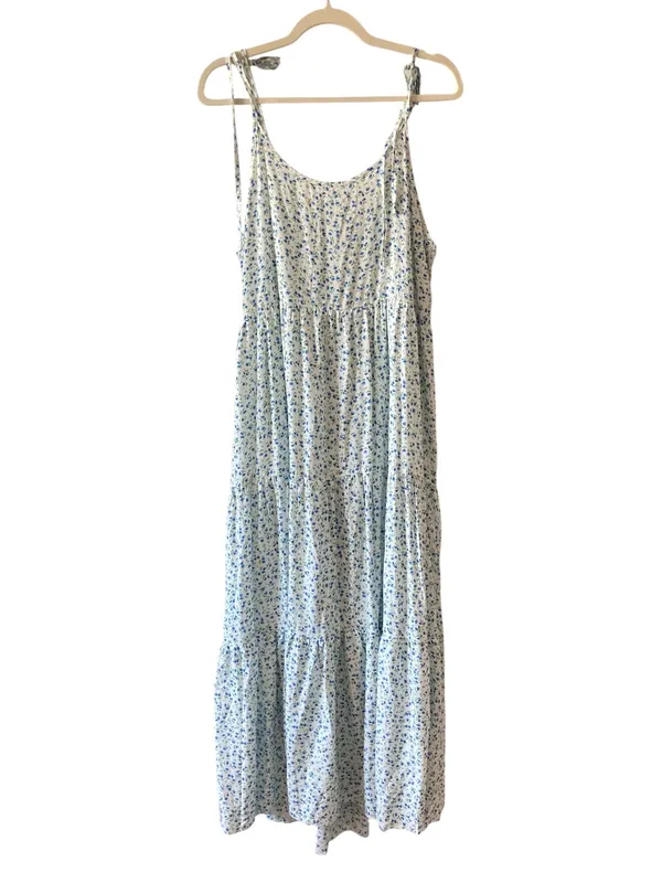 SheIn Floral Tiered Maxi Dress, Women, XL, Boho, Blue and White - Image 2