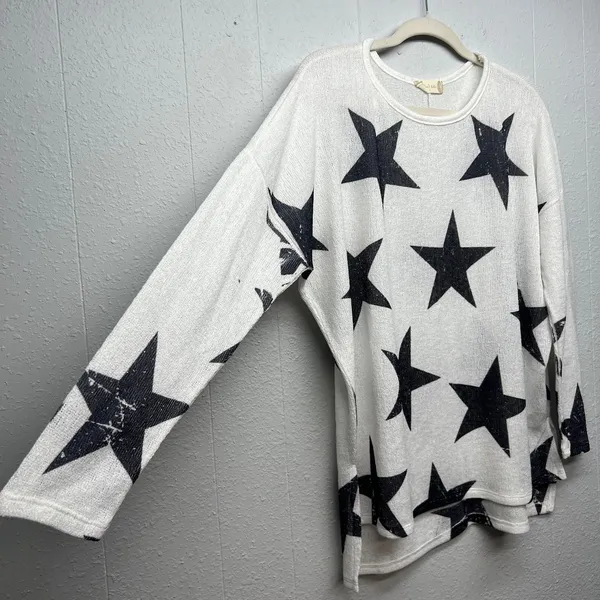 Altar'd State Star Print Knit Sweater Womens Small Stretch Oversized Patriotic - Image 7