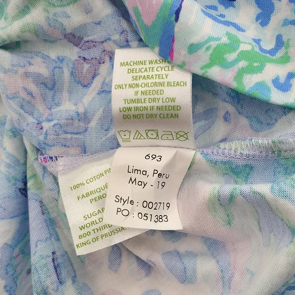 Lilly Pulitzer Blue Green Floral Print Pima Cotto Mini Dress - Image 4