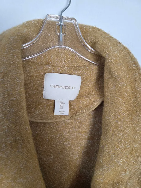 Cynthia Rowley Wool Blend Cardigan Shawl Collar Sweater Golden Mustard Small - Image 4