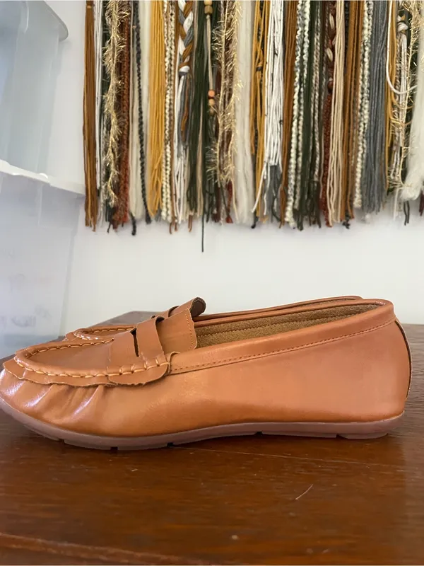 Classic Women's Penny Loafers in Tan - Image 2