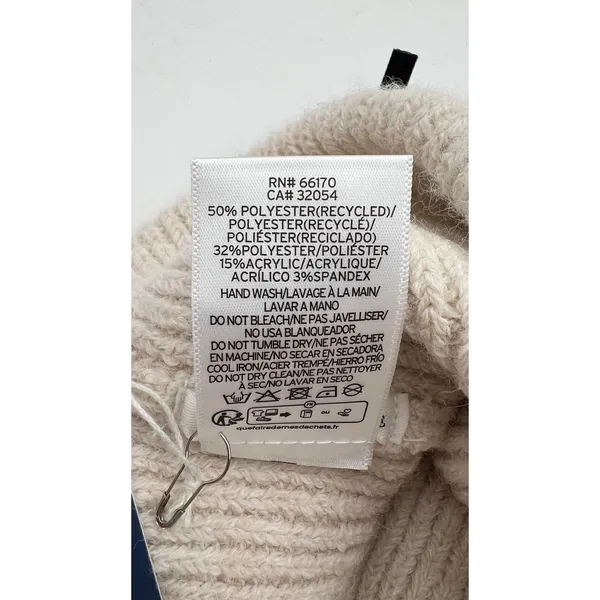 Anthropologie Rib Knit Ivory Beanie Hat New Bow Embellishments - Image 3