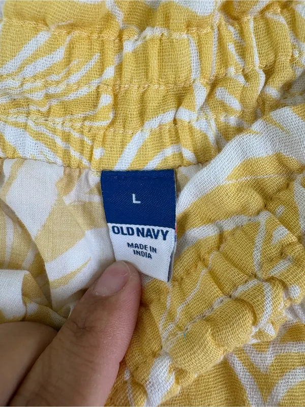 Old Navy Crinkle Gauze Ruffle Waist Mini Skort Size Large Yellow Floral - Image 5