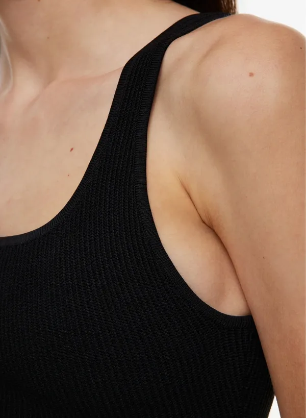 Sculpt Knit Squareneck Cropped Tank  - Image 2