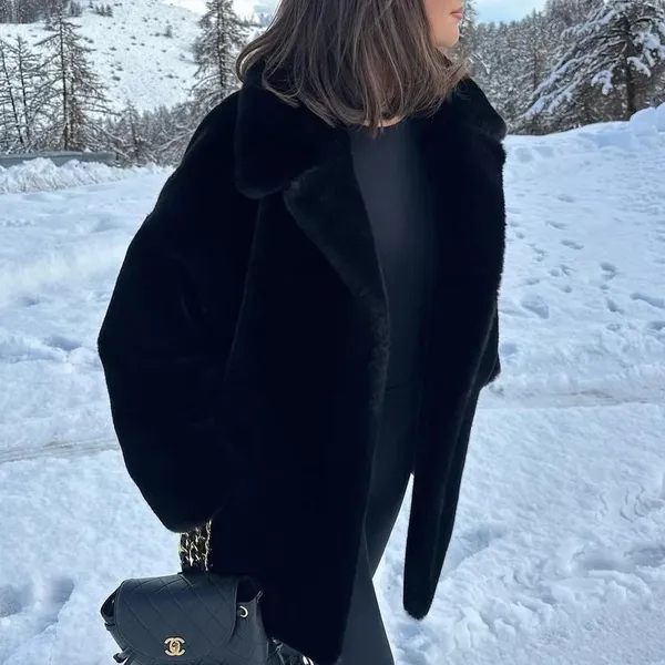 Zara NWT collared button front faux fur jacket coat - Image 2