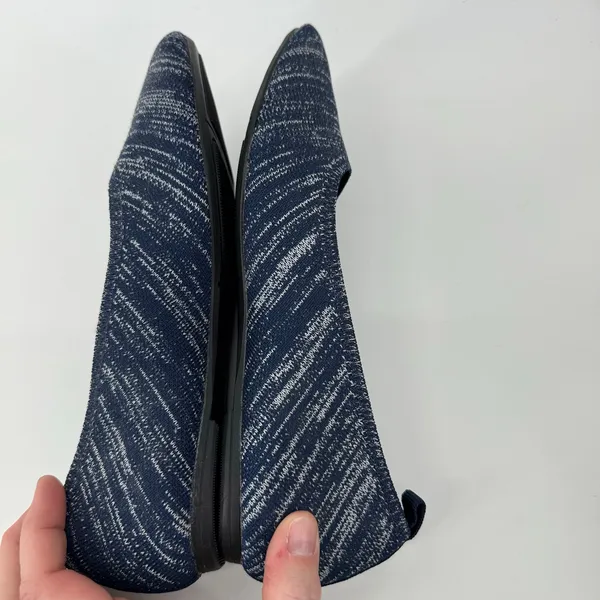 Breifola Knit Pointed Toe Flats Navy White Stretch Ballet Shoes Women's 7 - Image 5