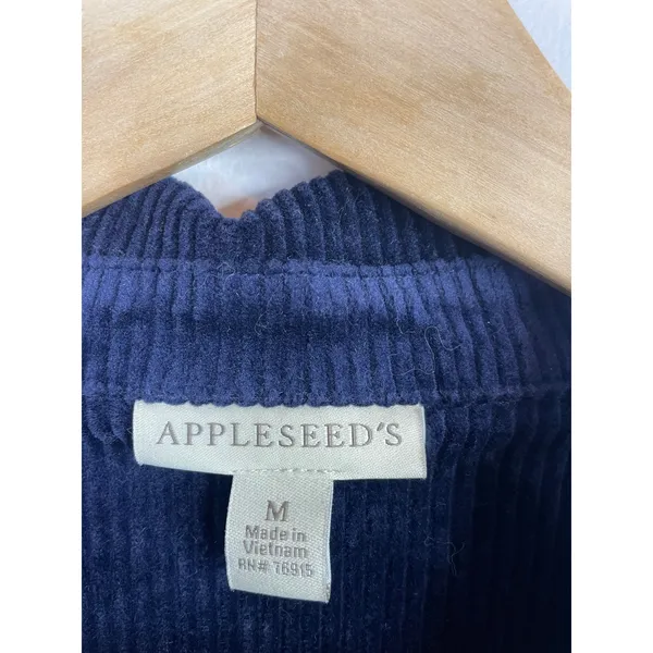 Appleseeds Wide Wale Corduroy Shacket Barn Coat Chore Jacket Stretch Navy Blue M - Image 13