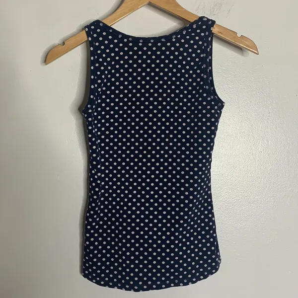 Boden navy and white polka‎ dot tank top - Image 4