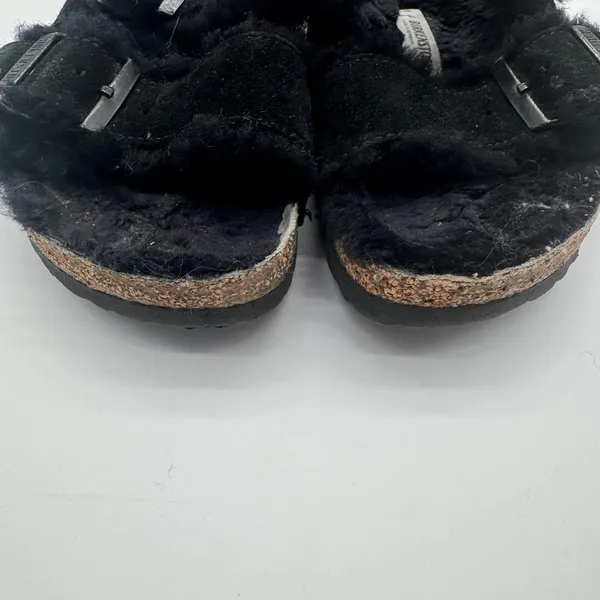 Birkenstock Arizona Shearling Lined Black Suede Fur Slide Sandals EU 38 US 7 7.5 - Image 6