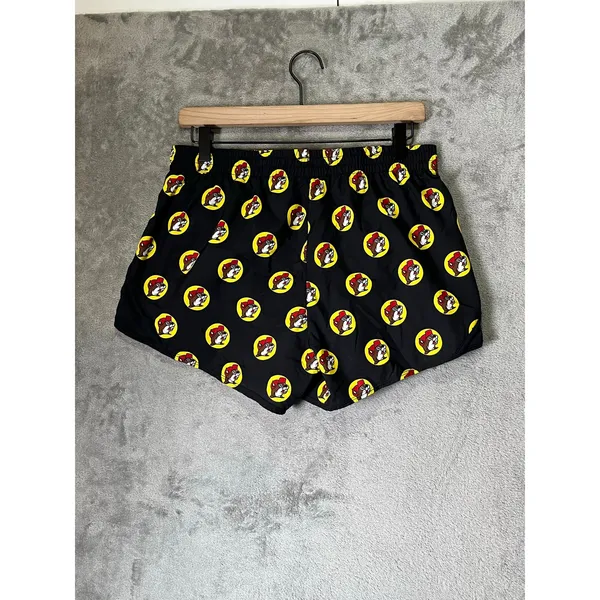 Bucees Black Logo Print Running Shorts Medium Athletic Dolphin Hem Novelty - Image 3