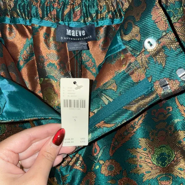 NWT $148 Anthropologie x Maeve Melyssa Floral Print Jacquard-Finish Trouser S - Image 8