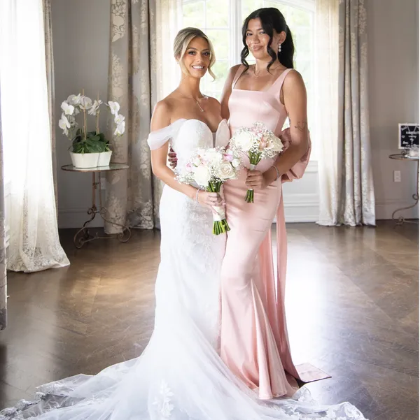 Pink Bridesmaid Oversized Bow Gown Petal Pink Maxi Dress Moda Glam - Image 8