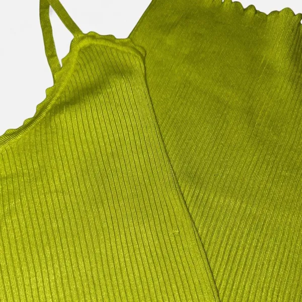Urban Outfitters Lime Green Knit Sweater Bodycon Midi Dress w/ Spaghetti Straps - Image 3