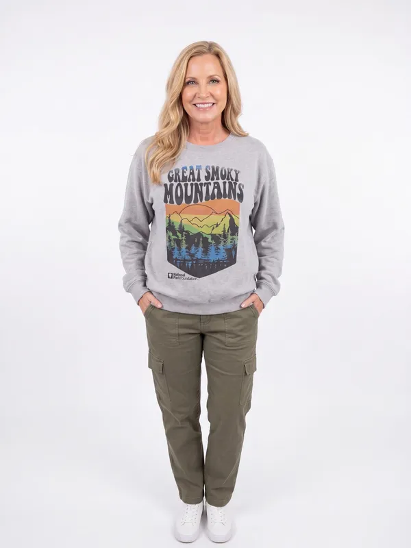 Great Smoky Mountains Graphic Sweatshirt Fall National Park Foundation comfy - Image 2