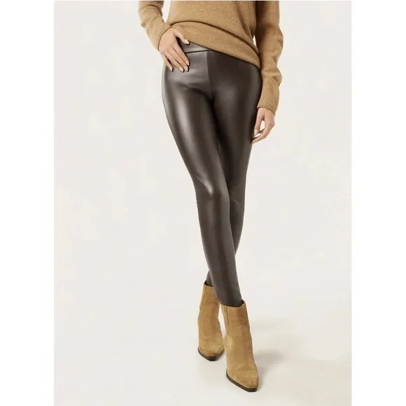 Abercrombie & Fitch Vegan Leather Leggings Size XL High Rise Zipper Ankle Black - Image 12
