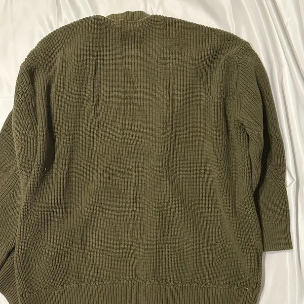 MANGO cotton knit cardigan in dark green - Image 6