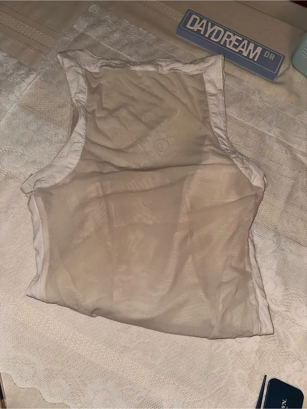Free People Ivory/Taupe Sheer Back Panel Bodysuit - Image 3