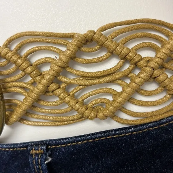 PINK - Victoria's Secret Macrame Corded Belt with Leather Inspired Belt Ends and Brass Buckle - Image 3