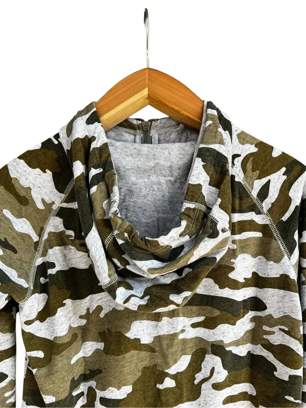 Nike Gym Vintage Camo Full Zip Hoodie Jacket Womens Small Green Black Y2K - Image 9