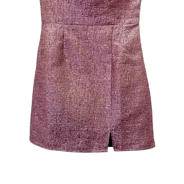 NWT Lulus Pink Metallic Jacquard One Shoulder Mini Dress Sz Small Bodycon Party - Image 8