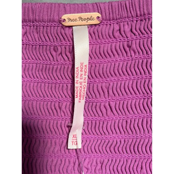 Free‎ People Spring Bud Mini Dress Magenta Purple Smocked Back OB2058172 XL - Image 4