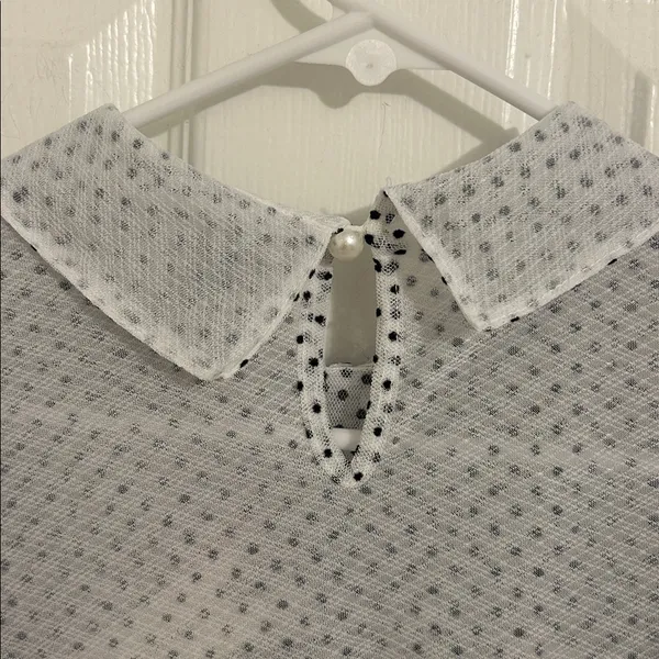 Anthropologie Maeve Short Sleeve Bow Collared Sheer Swing Blouse NWT Size XS - Image 10