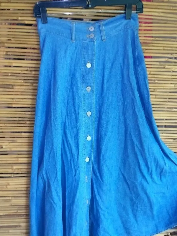 Vintage Blue 4/6 26.5 Jeans Denim Button Front Midi Skirt - Image 5