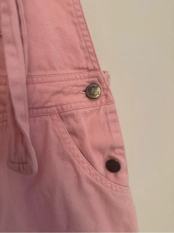 Lucy & Yak Dungaree Shorts Women’s XS Light Pink Organic Cotton Bib Overalls - Image 5
