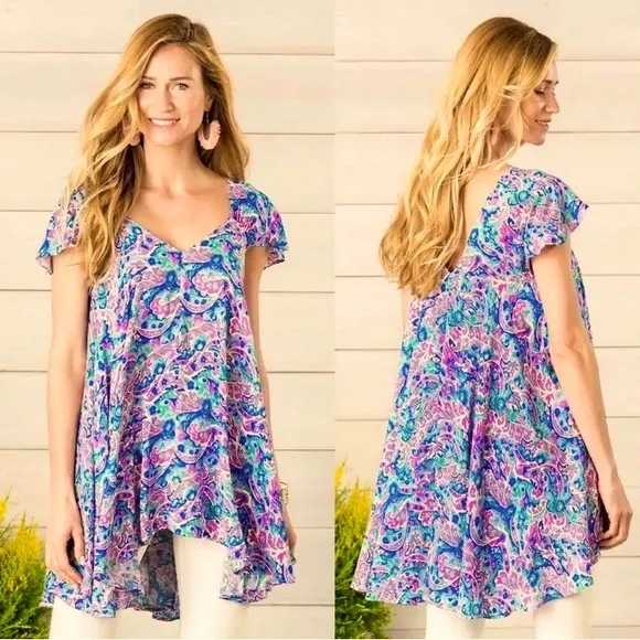Matilda Jane Adventure Begins In The Maze Trapeze Top Women's Size‎ Small Floral - Image 2