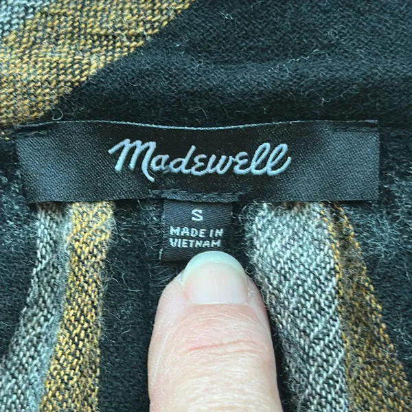 Madewell Black & Tan Toned Plaid Wool Blend Long Sleeve Top Size S - Image 2