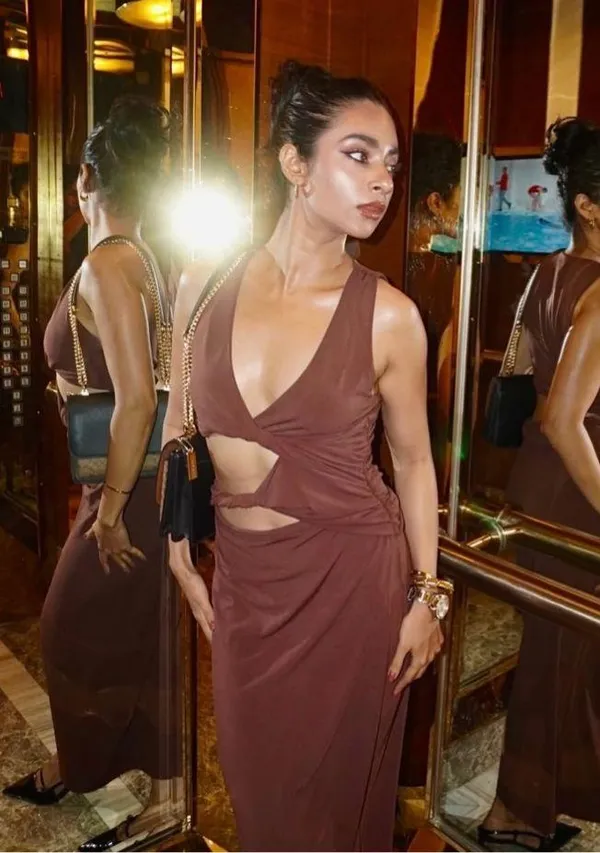 Zara dress fitted bodycon Brown Cutout Midi Party Wedding Coctail - Image 10