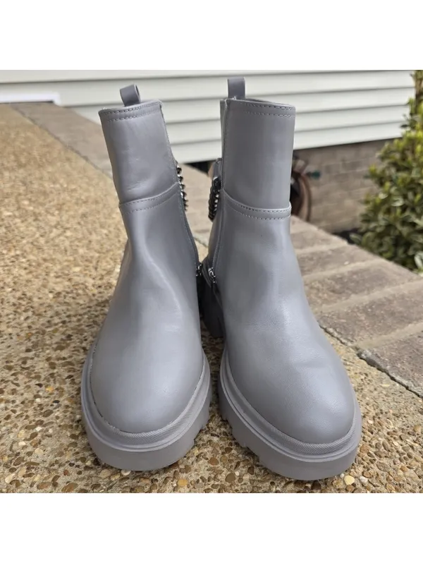 Marc Fisher Womens Waty Lug Sole Chelsea Booties Boots Siz 7.5 Gray Chain Grunge - Image 5