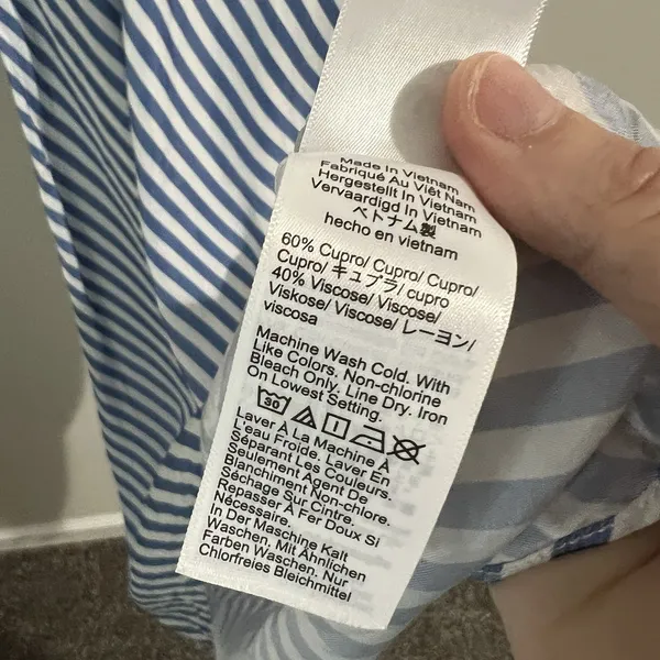 J. Crew Gwyneth Slip Midi Dress Women's 2 Cupro Blend Blue White Striped V-Neck - Image 10