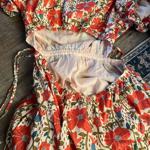 NWT &Merci Cream‎ Orange Floral Puff Sleeve Back Cut Out Lindsay SunDress - Image 17