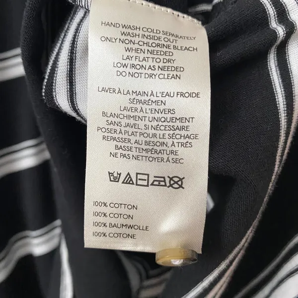 Maeve Cotton Quirky Academia Sequin Floral Rugby Shirt M Black Stripe Collegiate - Image 5