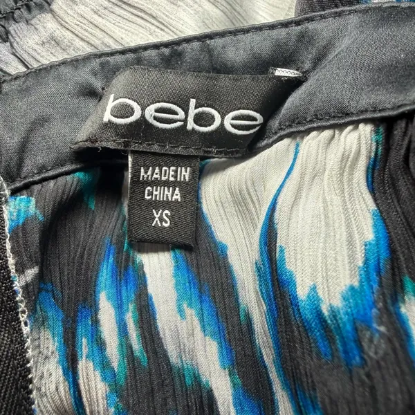 Bebe‎ 100% Silk Halter Mini Dress XS Turquoise Spotlight Y2K - Image 11